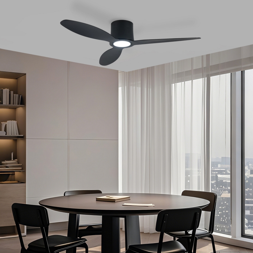 ZEVENTI - LED aptumšojams griestu ventilators VENTORA LED/24W/230V 3000/4000/6000K Wi-Fi Tuya melns + tālvadības pults
