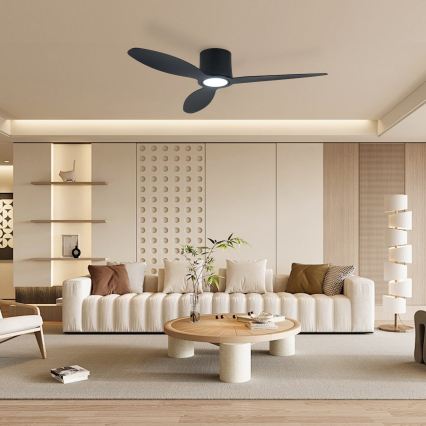 ZEVENTI - LED aptumšojams griestu ventilators VENTORA LED/24W/230V 3000/4000/6000K Wi-Fi Tuya melns + tālvadības pults
