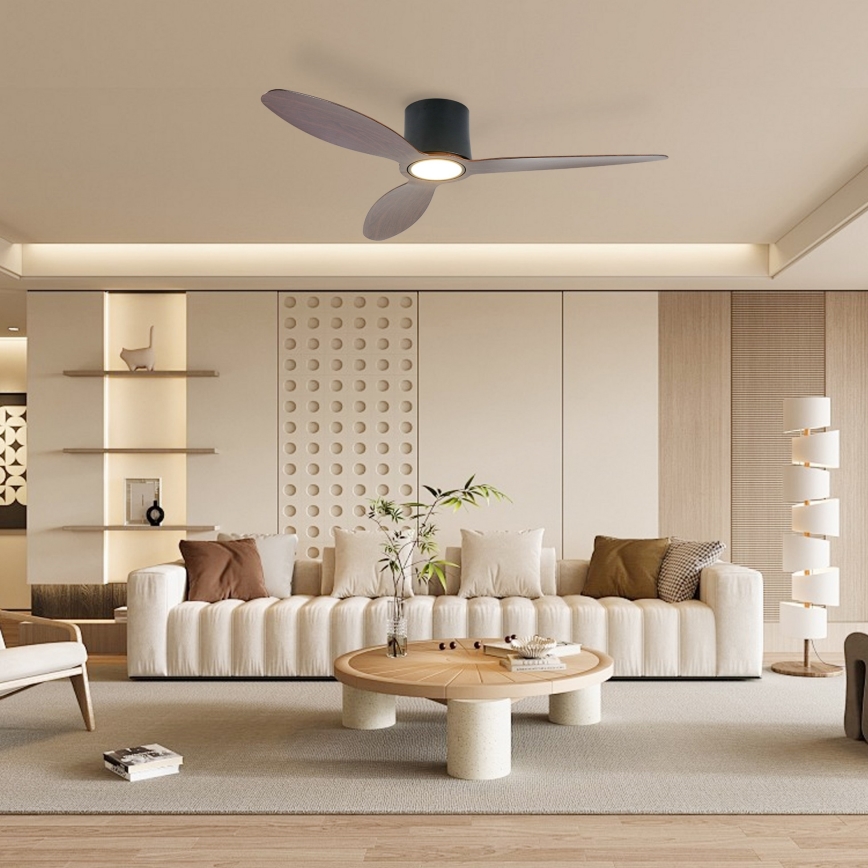 ZEVENTI - LED Dimmējams griestu ventilators VENTORA LED/24W/230V 3000/4000/6000K Wi-Fi Tuya melns/riekstkoka + tālvadības pults