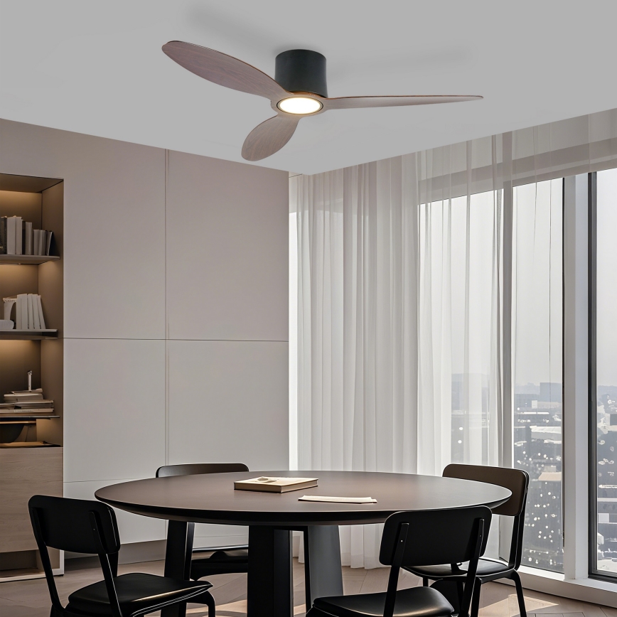 ZEVENTI - LED Dimmējams griestu ventilators VENTORA LED/24W/230V 3000/4000/6000K Wi-Fi Tuya melns/riekstkoka + tālvadības pults