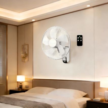 ZEVENTI - sienas ventilators FANNY 45W/230V Ø 41 cm balts + tālvadība