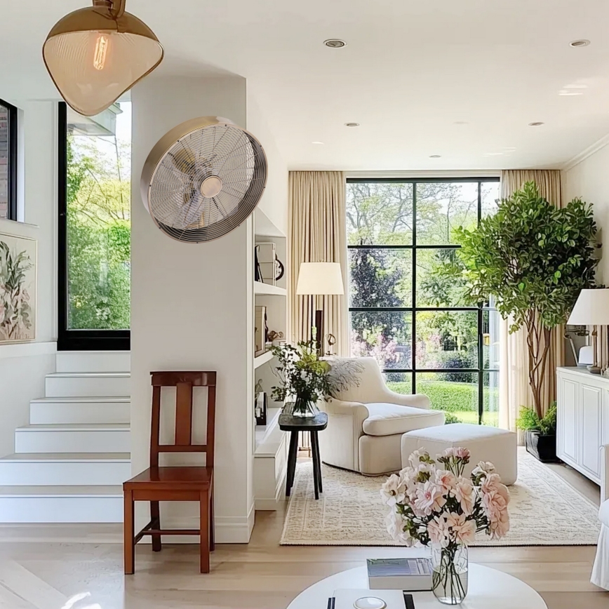 ZEVENTI - Sienas ventilators FANNY 50W/230V, bronzas krāsā + tālvadības pults