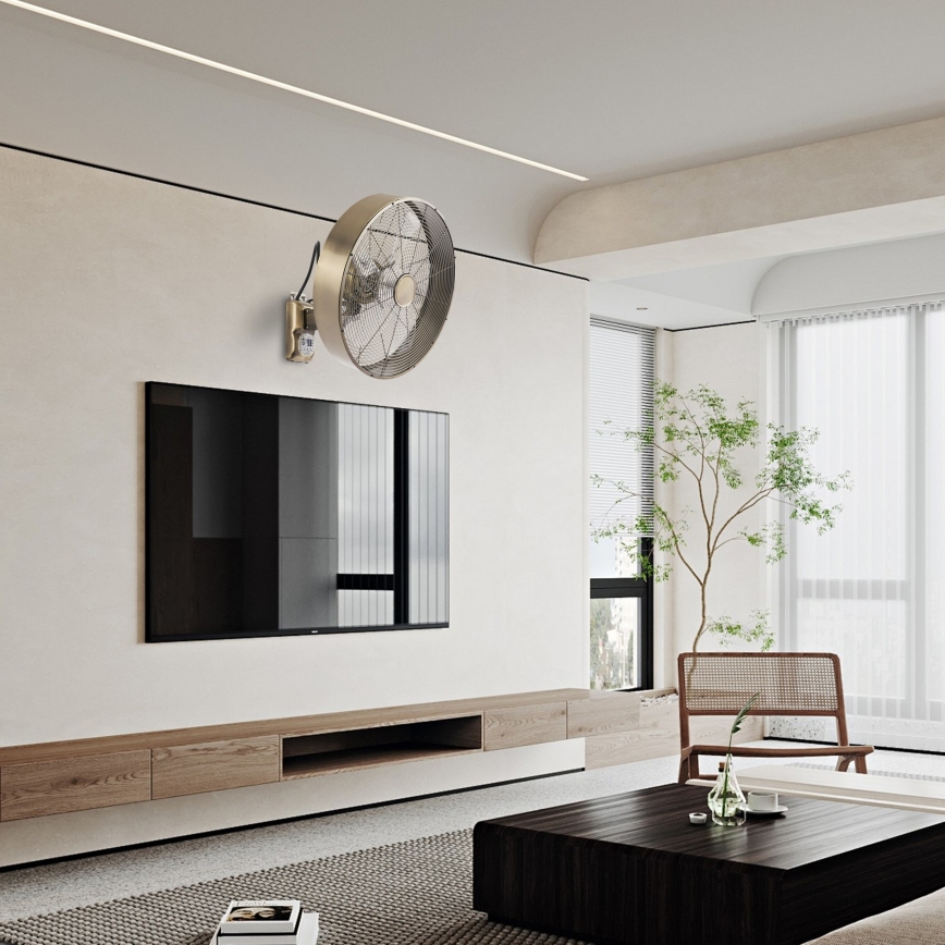 ZEVENTI - Sienas ventilators FANNY 50W/230V, bronzas krāsā + tālvadības pults