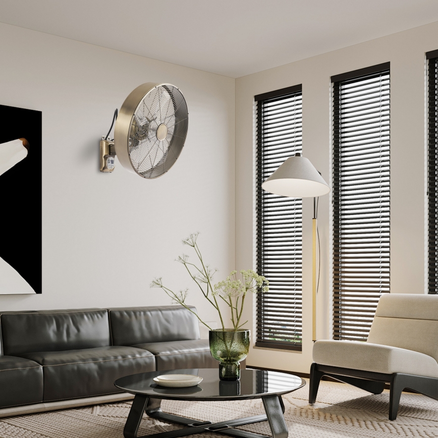 ZEVENTI - Sienas ventilators FANNY 50W/230V, Ø 45 cm, bronzas krāsā, ar tālvadības pulti