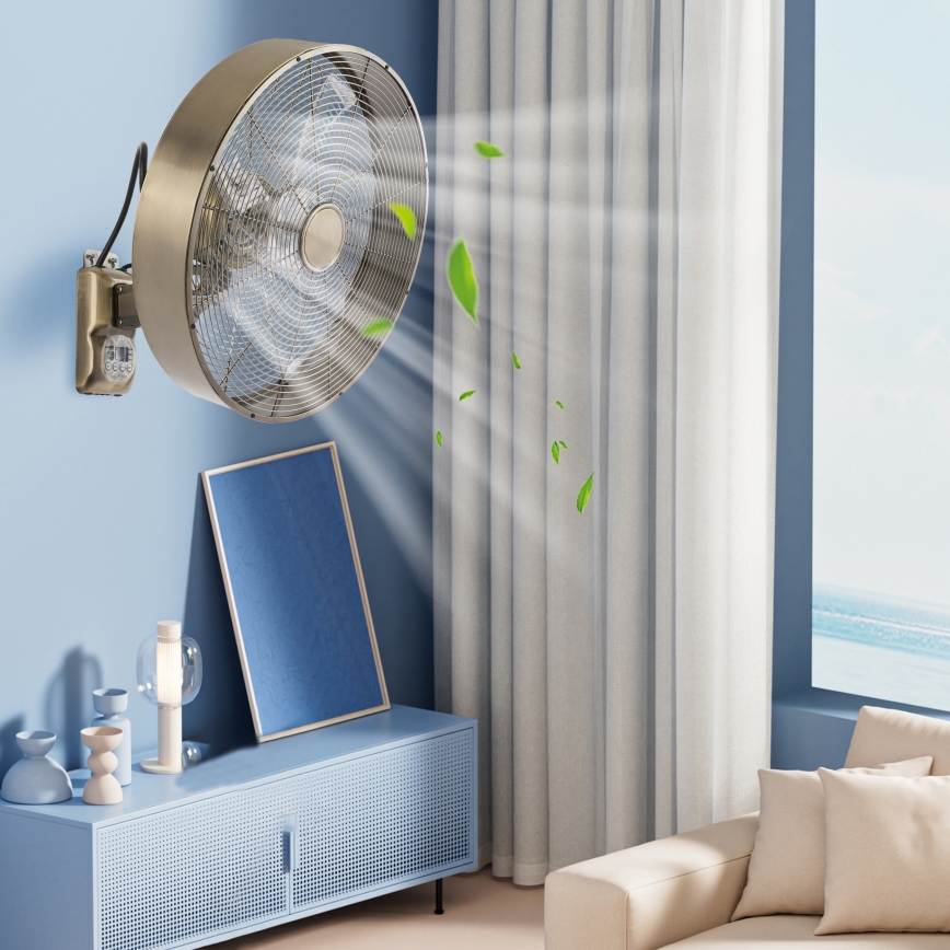 ZEVENTI - Sienas ventilators FANNY 50W/230V, Ø 45 cm, bronzas krāsā, ar tālvadības pulti