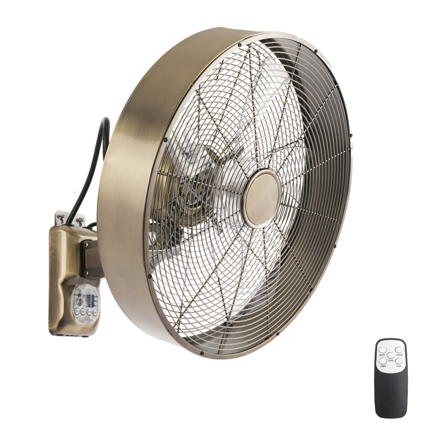 ZEVENTI - Sienas ventilators FANNY 50W/230V, Ø 45 cm, bronzas krāsā, ar tālvadības pulti
