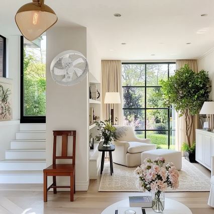 ZEVENTI - Sienas ventilators FANNY 50W/230V matēts hroms + ar tālvadības pulti