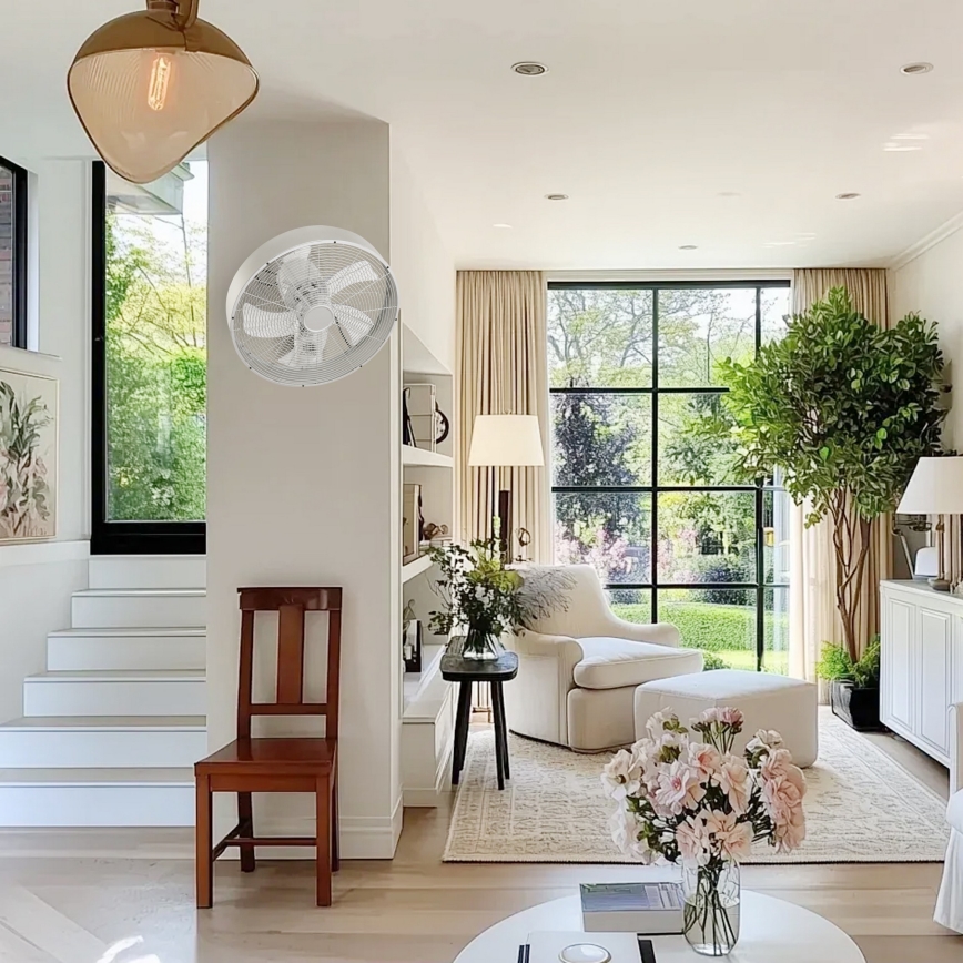 ZEVENTI - Sienas ventilators FANNY 50W/230V matēts hroms + ar tālvadības pulti