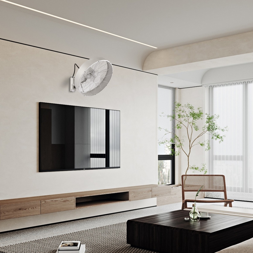 ZEVENTI - Sienas ventilators FANNY 50W/230V matēts hroms + ar tālvadības pulti