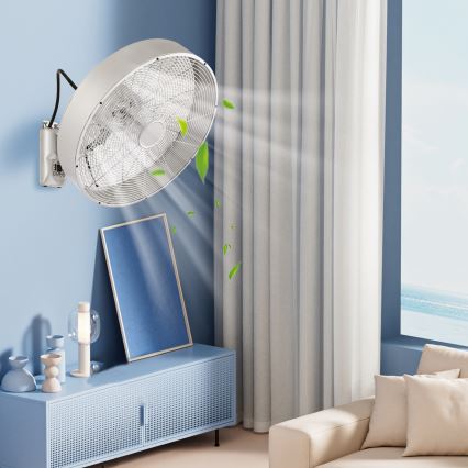 ZEVENTI - Sienas ventilators FANNY 50W/230V matēts hroms + ar tālvadības pulti