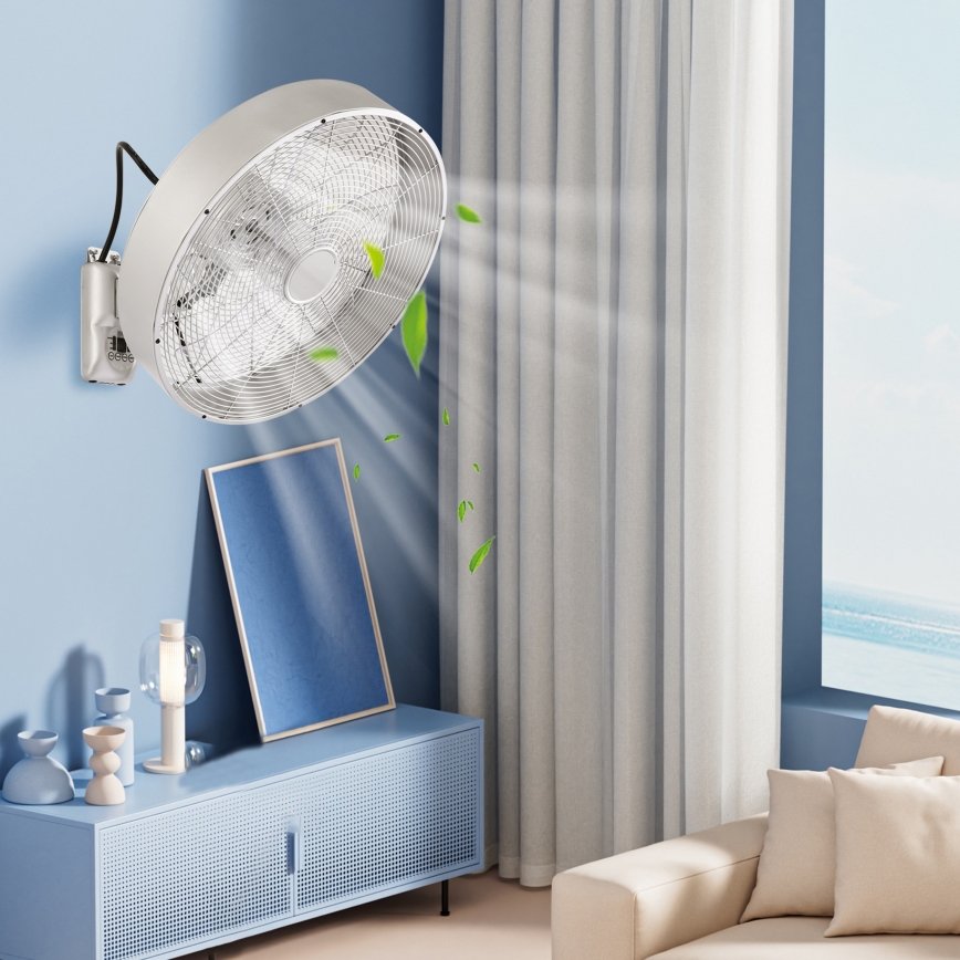 ZEVENTI - Sienas ventilators FANNY 50W/230V matēts hroms + ar tālvadības pulti