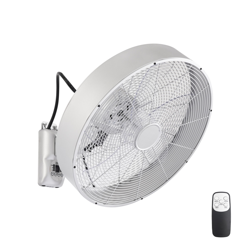 ZEVENTI - Sienas ventilators FANNY 50W/230V matēts hroms + ar tālvadības pulti