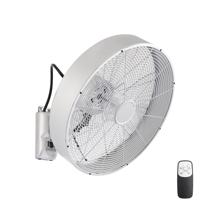 ZEVENTI - Sienas ventilators FANNY 50W/230V matēts hroms + ar tālvadības pulti