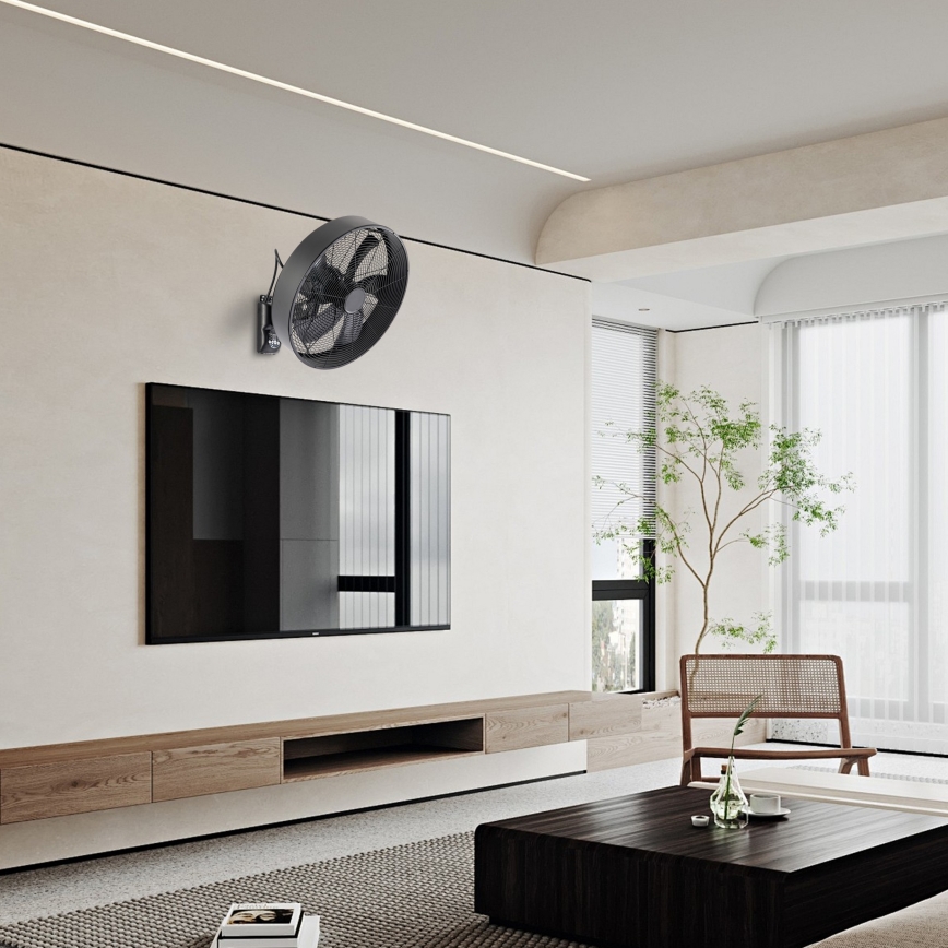 ZEVENTI - Sienas ventilators FANNY 50W/230V diametrs 45 cm melns + tālvadība