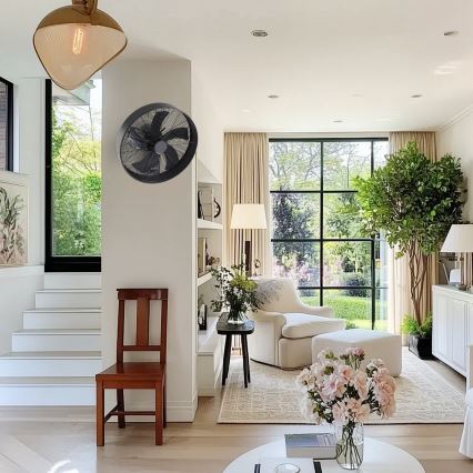 ZEVENTI - Sienas ventilators FANNY 50W/230V melns + tālvadības pults