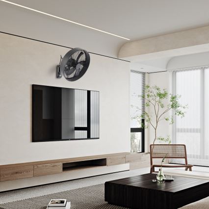 ZEVENTI - Sienas ventilators FANNY 50W/230V melns + tālvadības pults