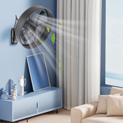 ZEVENTI - Sienas ventilators FANNY 50W/230V melns + tālvadības pults