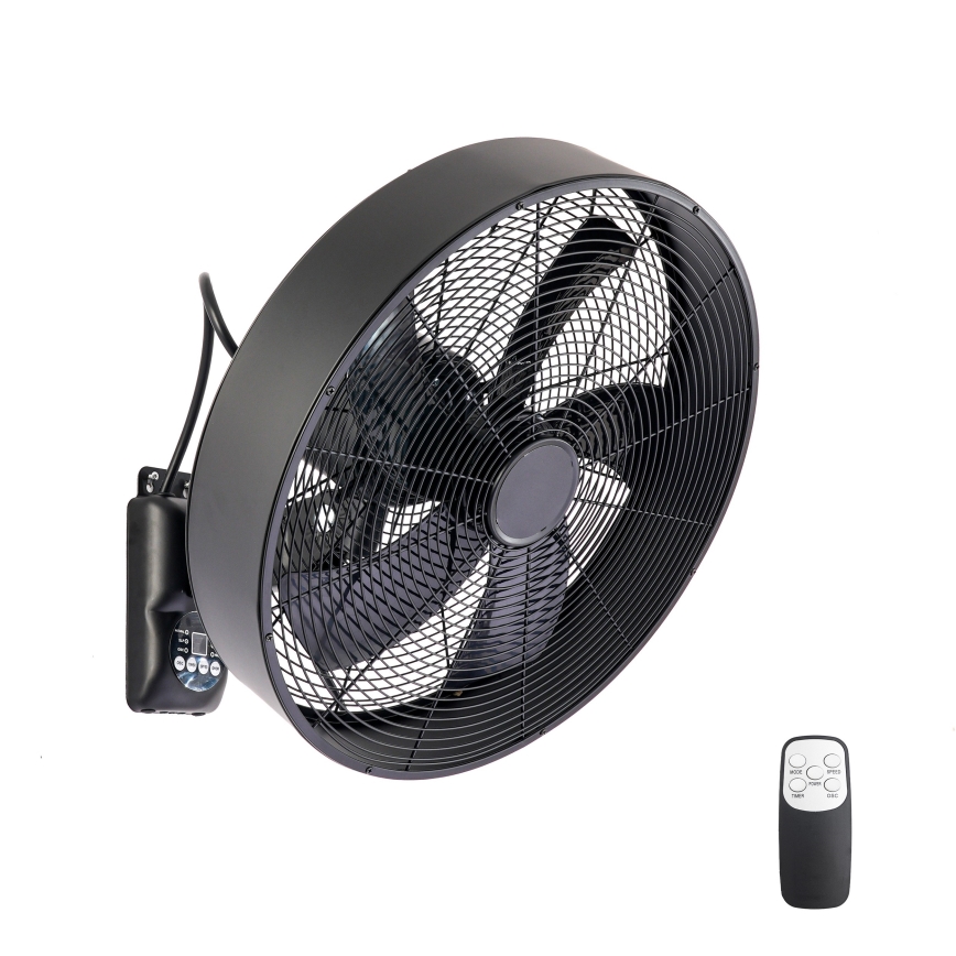 ZEVENTI - Sienas ventilators FANNY 50W/230V melns + tālvadības pults