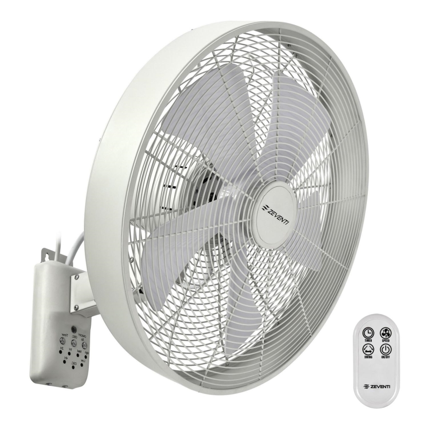 ZEVENTI - Sienas ventilators FREEZE 50W/230V d. 40 cm balta + tālvadības pults