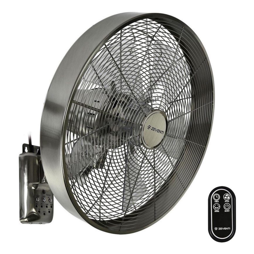 ZEVENTI - Sienas ventilators FREEZE 50W/230V d. 40 cm matēts hroms + tālvadības pults