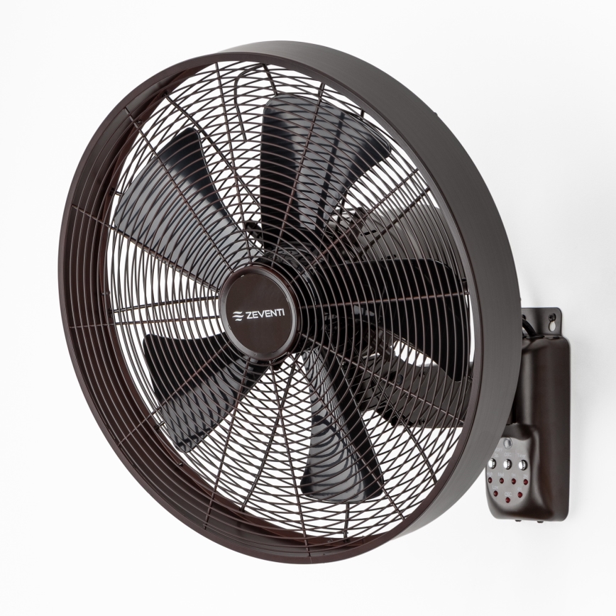ZEVENTI - Sienas ventilators FREEZE 50W/230V d. 40 cm melna/brūna + tālvadības pults