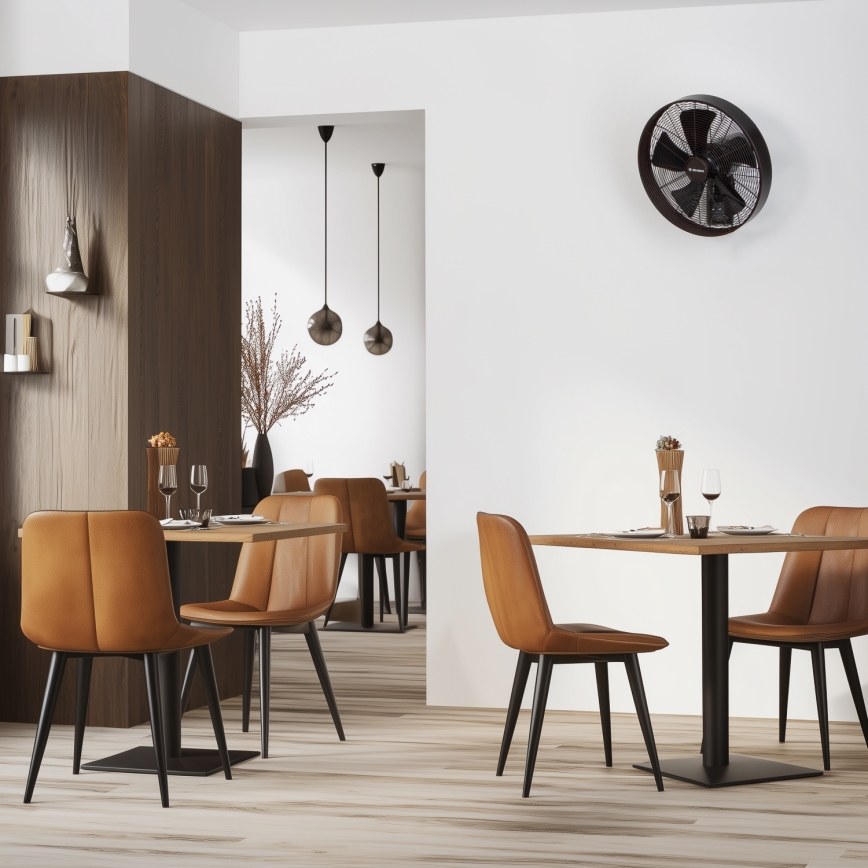 ZEVENTI - Sienas ventilators FREEZE 50W/230V Ø 45 cm melns/brūns + ar tālvadības pulti