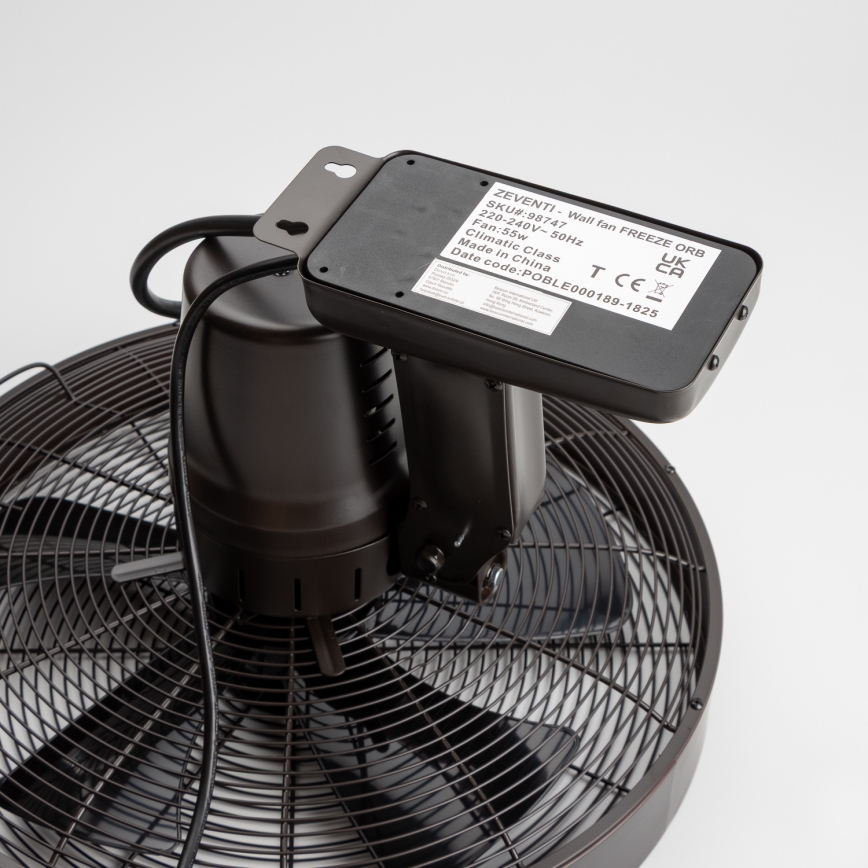 ZEVENTI - Sienas ventilators FREEZE 50W/230V Ø 45 cm melns/brūns + ar tālvadības pulti
