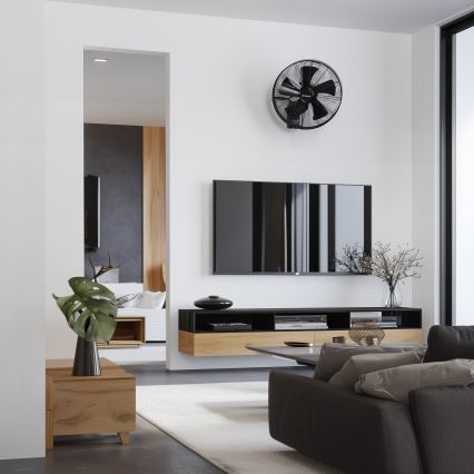 ZEVENTI - Sienas ventilators FREEZE 50W/230V, Ø 45 cm, melns + ar tālvadības pulti