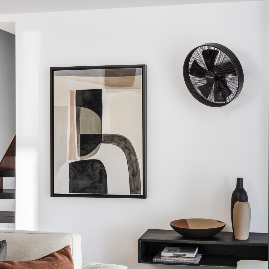 ZEVENTI - Sienas ventilators FREEZE 50W/230V, Ø 45 cm, melns + ar tālvadības pulti