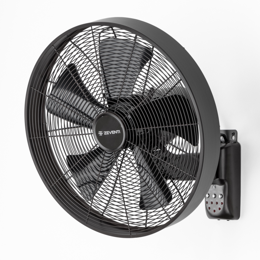 ZEVENTI - Sienas ventilators FREEZE 50W/230V, Ø 45 cm, melns + ar tālvadības pulti