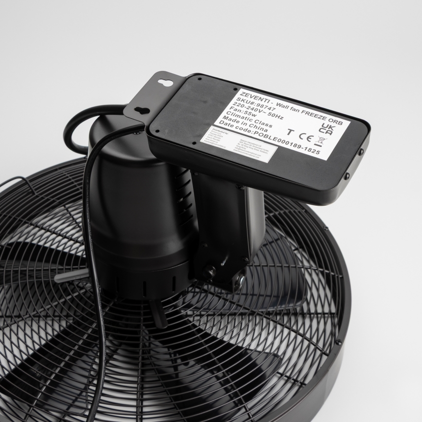 ZEVENTI - Sienas ventilators FREEZE 50W/230V, Ø 45 cm, melns + ar tālvadības pulti
