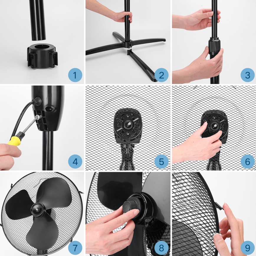 ZEVENTI - grīdas ventilators FLOW 40W/230V melns