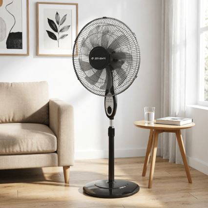 ZEVENTI - Stāvošais ventilators FLOW 55W/230V 130 cm melns + tālvadības pults