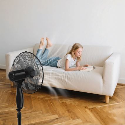 ZEVENTI - Stāvošais ventilators FLOW 55W/230V 130 cm melns + tālvadības pults