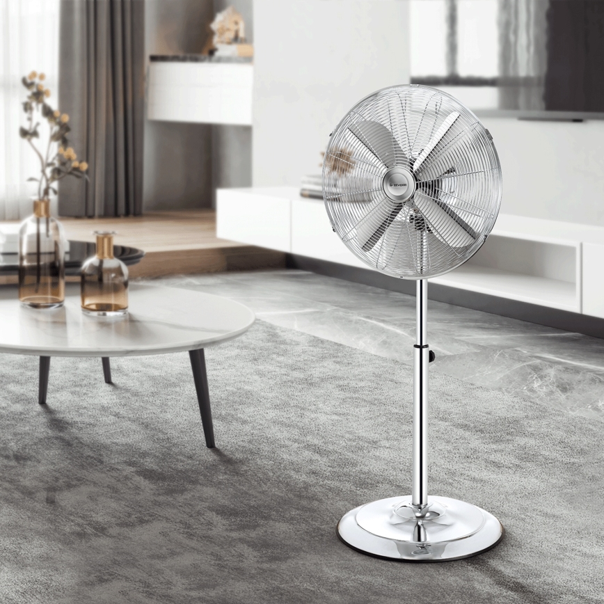 ZEVENTI - Ventilators uz statīva FLOW 50 W/230 V 125 cm spīdīgs hroms