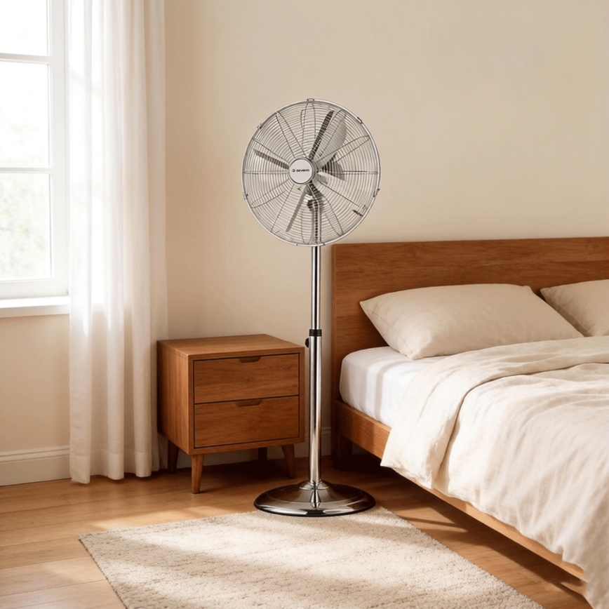 ZEVENTI - Ventilators uz statīva FLOW 50 W/230 V 125 cm spīdīgs hroms