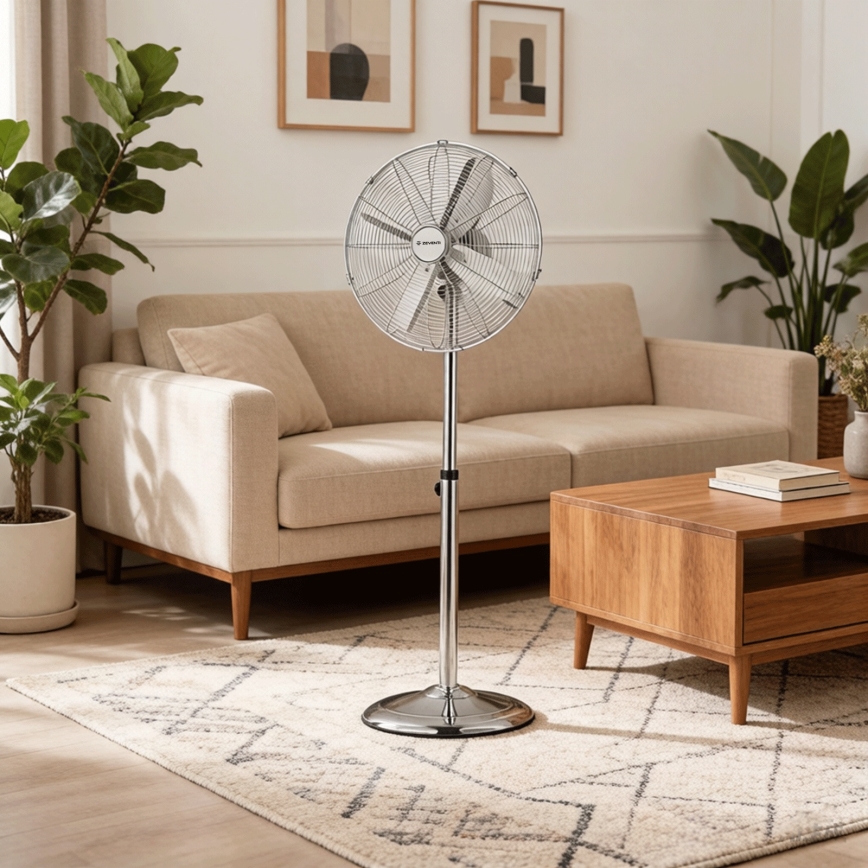 ZEVENTI - Ventilators uz statīva FLOW 50 W/230 V 125 cm spīdīgs hroms