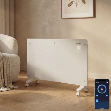 ZEVENTI - Viedais sienas uzstādāmais elektriskais tiešsildītājs/konvektors ar LCD displeju 1000/2000W/230V Wi-Fi balta