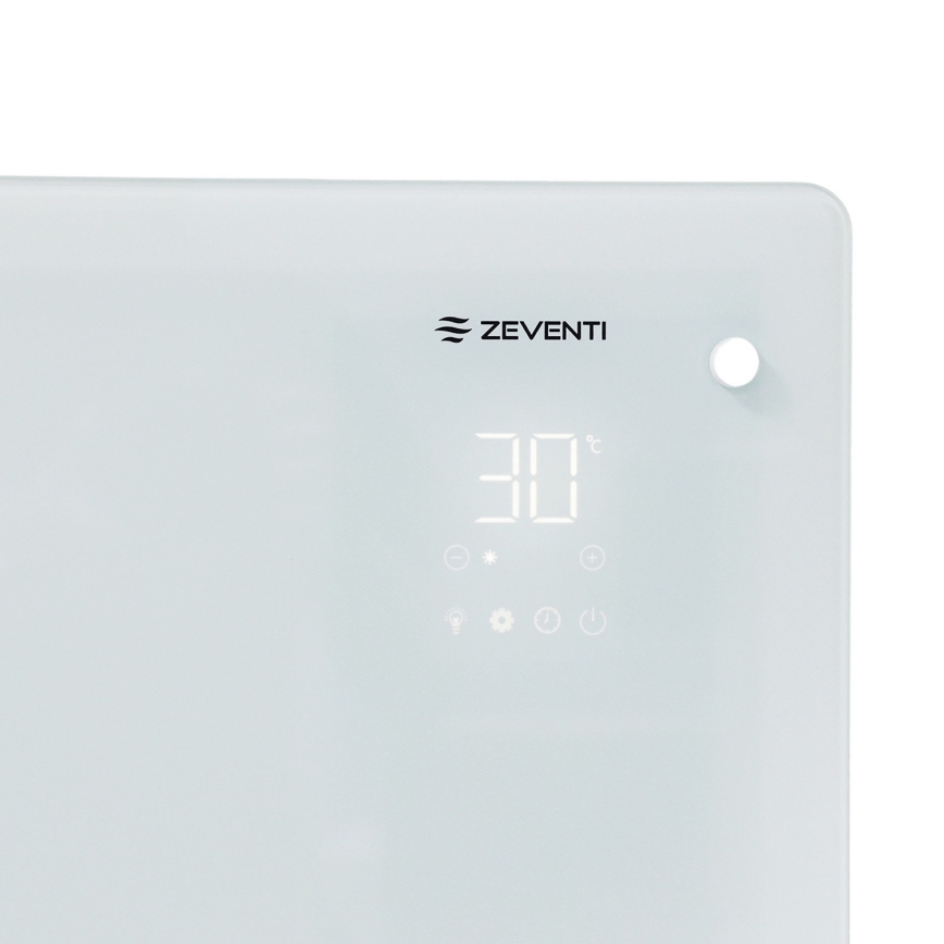 ZEVENTI - Viedais sienas uzstādāmais elektriskais tiešsildītājs/konvektors ar LCD displeju 1000/2000W/230V Wi-Fi balta