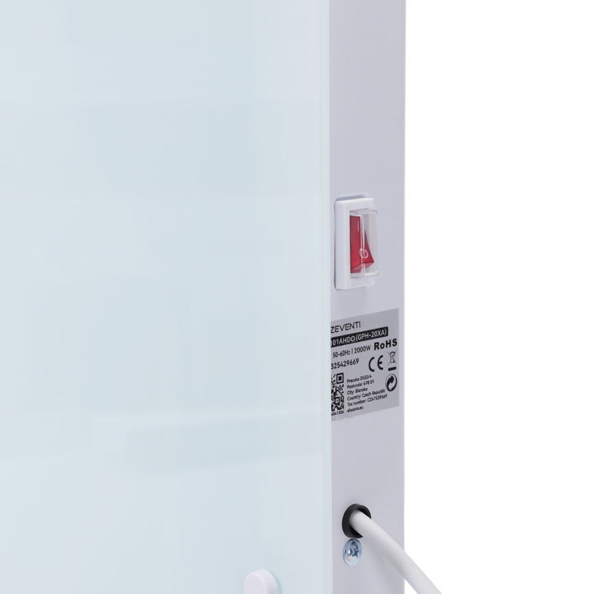 ZEVENTI - Viedais sienas uzstādāmais elektriskais tiešsildītājs/konvektors ar LCD displeju 1000/2000W/230V Wi-Fi balta