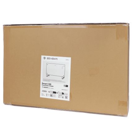 ZEVENTI - Viedais sienas uzstādāmais elektriskais tiešsildītājs/konvektors ar LCD displeju 1000/2000W/230V Wi-Fi balta