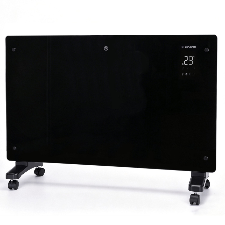 ZEVENTI - Viedais sienas elektriskais sildītājs/konvektors ar LCD displeju 1000/2000W/230V Wi-Fi melns