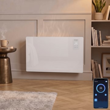 ZEVENTI - Viedais sienas elektriskais tiešsildītājs/konvektors ar LCD displeju 1000/2000W/230V Wi-Fi balts