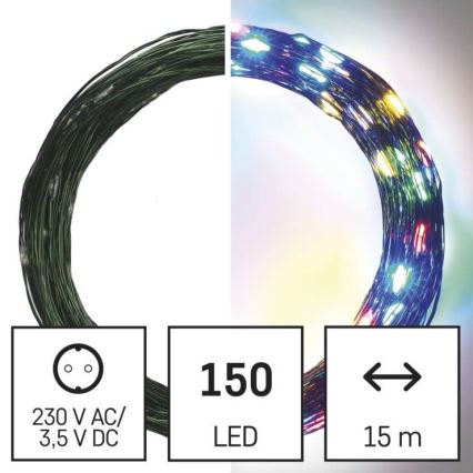 Ziemassvētku LED āra virtene 150xLED/20m IP44 daudzkrāsaina