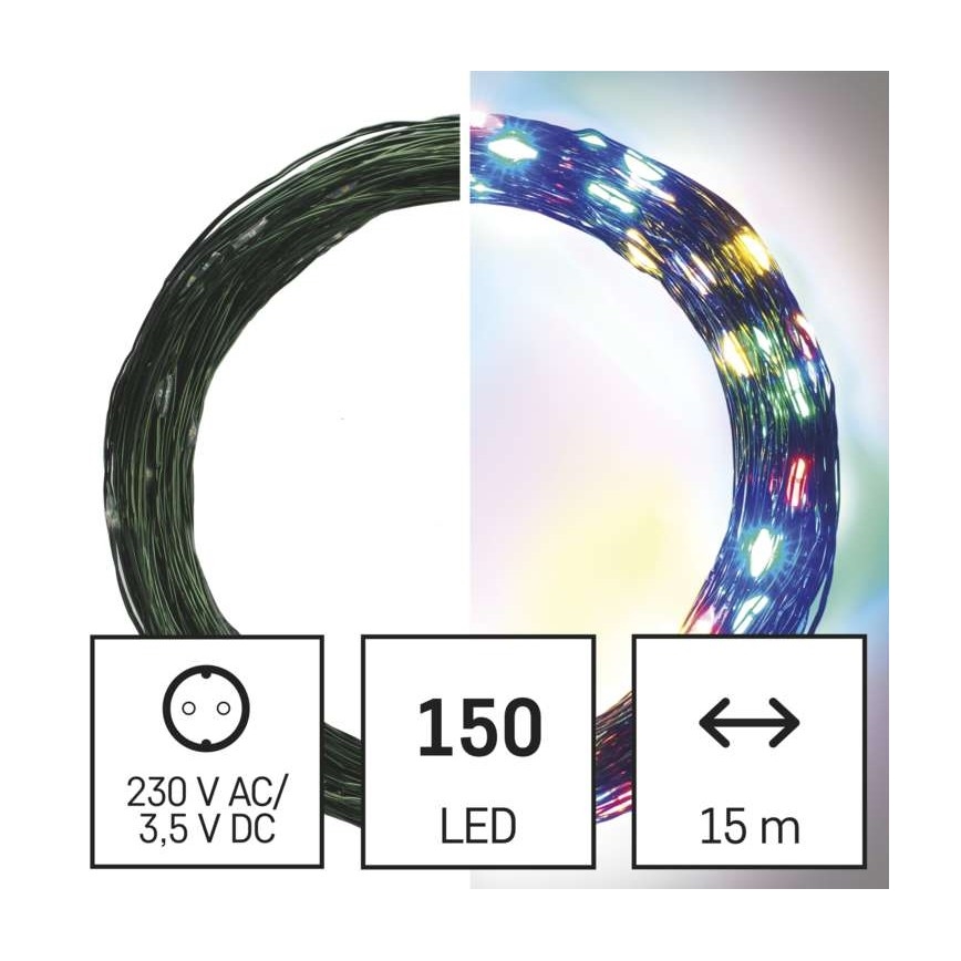 Ziemassvētku LED āra virtene 150xLED/20m IP44 daudzkrāsaina