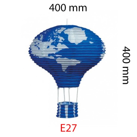 Zils lidojošs balona abažūrs E27 400x400 mm