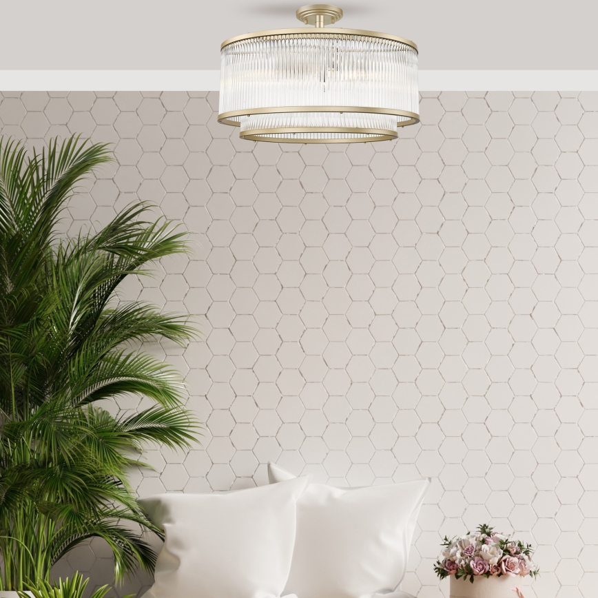 Zuma Line - Virsmas griestu lustra 6xE14/60W/230V misiņš