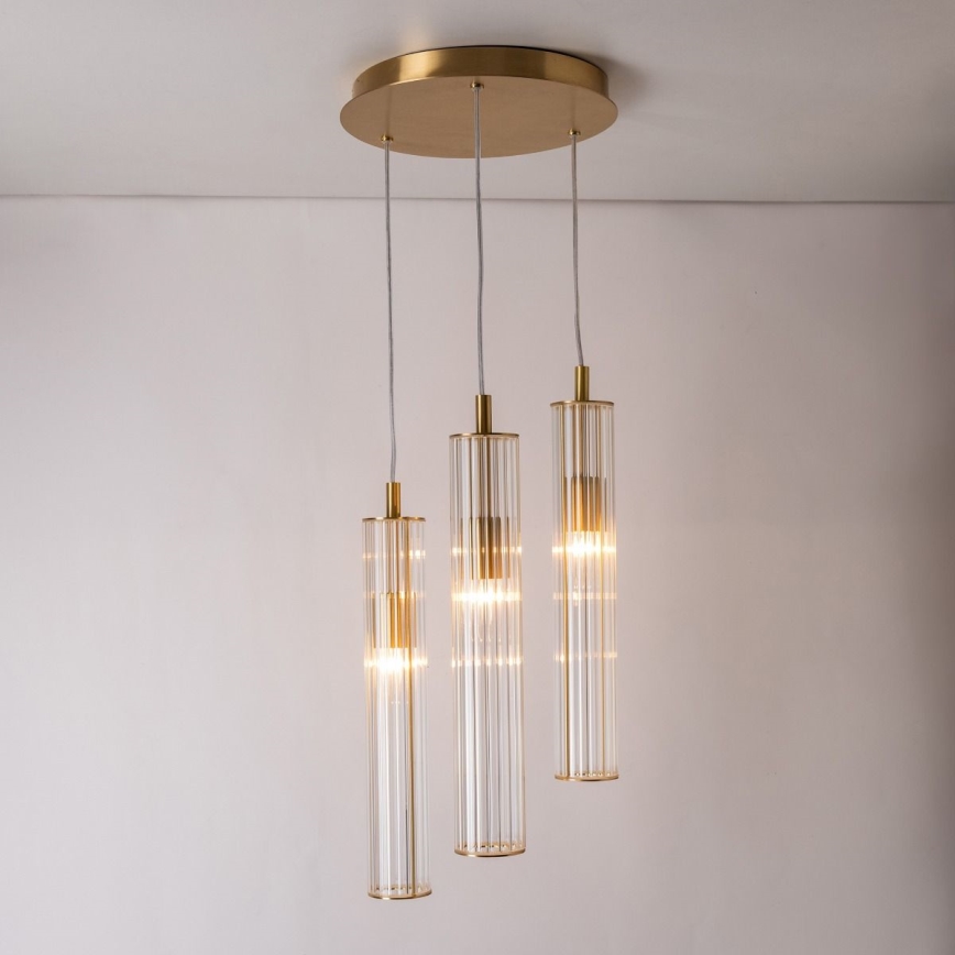 Zuma Line - pakaramā lampa uz stieples 3xE14/7W/230V, zelta krāsā