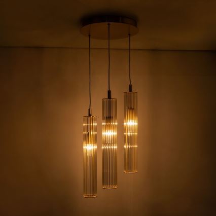 Zuma Line - pakaramā lampa uz stieples 3xE14/7W/230V, zelta krāsā