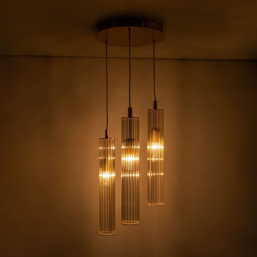 Zuma Line - pakaramā lampa uz stieples 3xE14/7W/230V, zelta krāsā